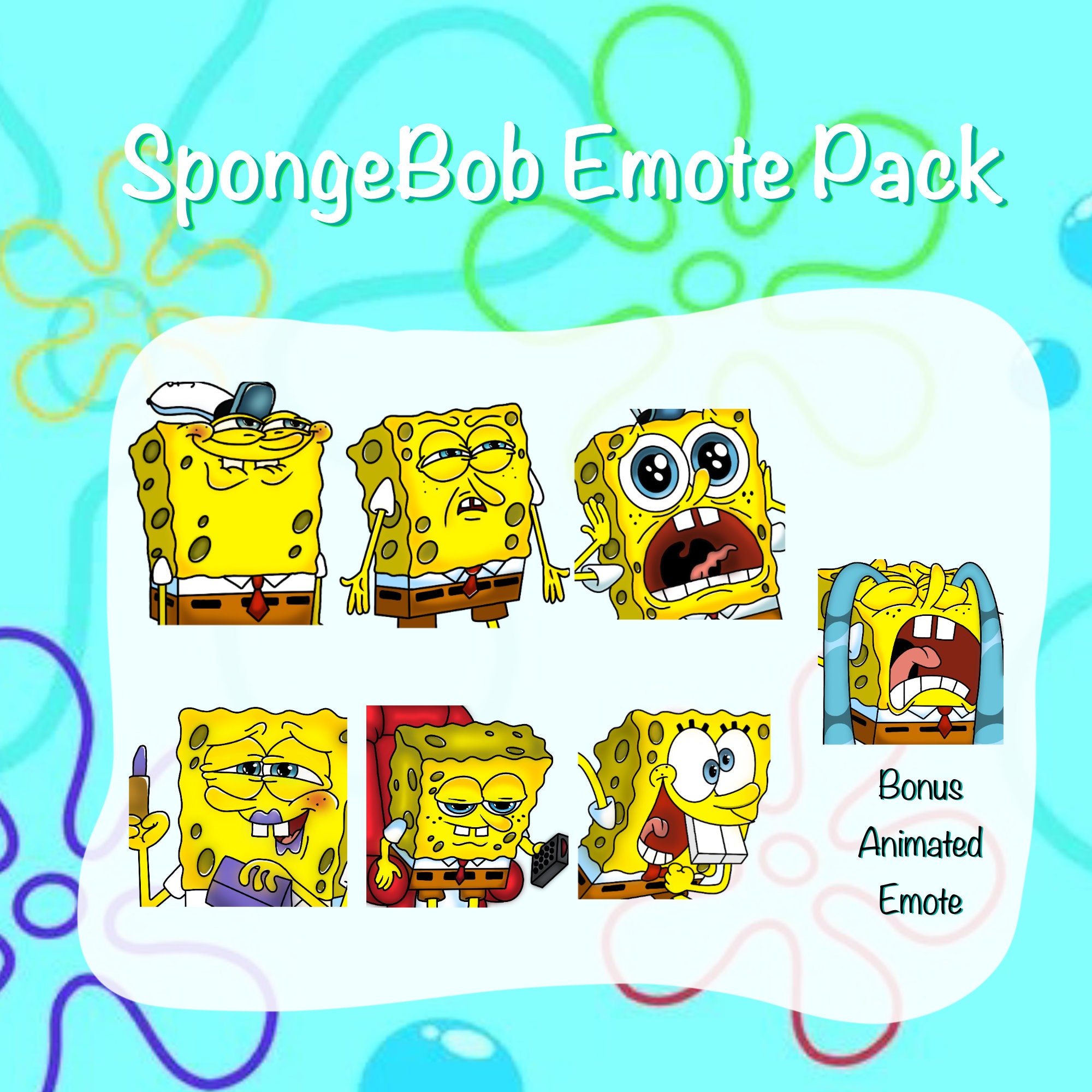 Spongebob Emote Pack Emotes Twitch Emotes Discord Emotes - Etsy
