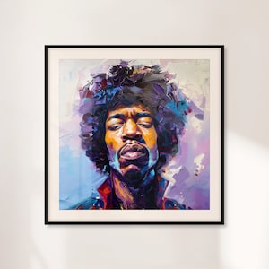 Jimi Hendrix Art Print, Hendrix Portrait, Rock Music Decor, Electric Guitar Gift, Gift for Guitarists, Gift for Him or Her, Boho Wall Art