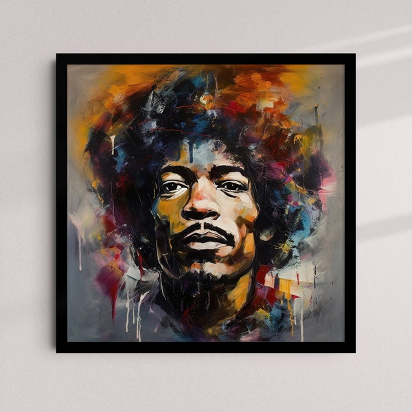 Jimi Hendrix Portrait numérique, peinture à l'huile, affiche d'art, cadeau pour les mélomanes, cadeau de pendaison de crémaillère