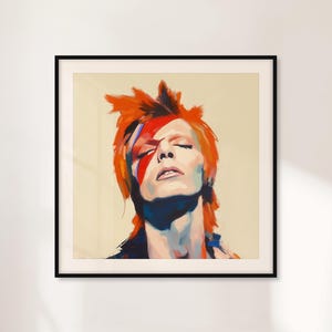 Stampa artistica di David Bowie, dipinto moderno di Ziggy Stardust, poster di musica pop art, regalo di inaugurazione della casa per gli amanti della musica, decorazione da parete boho