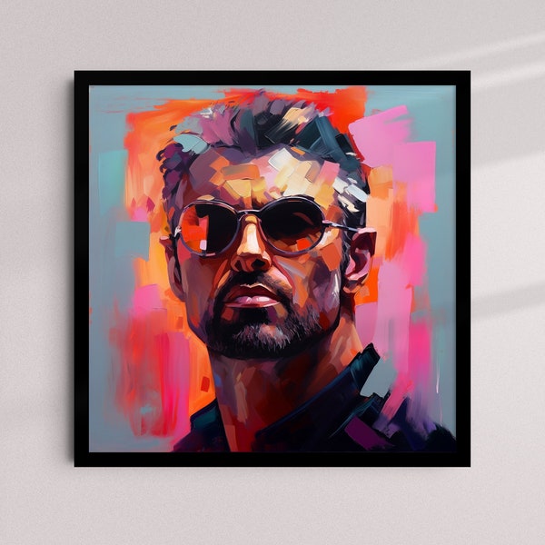 George Michael Digital Oil Painting Portrait, Gift for Music Lovers, Housewarming Gift