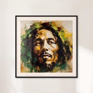 Bob Marley Digital Oil Painting Portrait, Gift for Music Lovers, Housewarming Gift