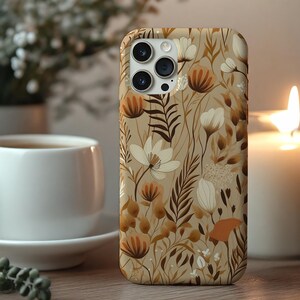 Floral Fall Botanical Tough iPhone 12, 13, 14, 15, 16 Compatible Cases, Durable Floral Cases, Nature Inspired Case, Girly Phone Cases.