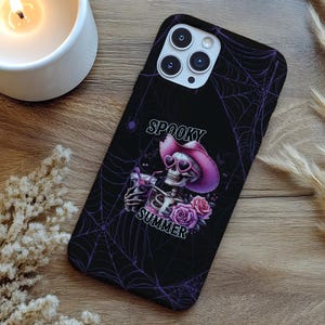 Spooky Summer Sumerween Tough iPhone 12, 13, 14, 15, 16 Compatible Tough Case, Halloween Gift, Summer Vibes, Floral Skeleton