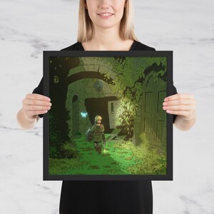 Exploring with Navi - Zelda Framed Digital Illustration Print Fan Art