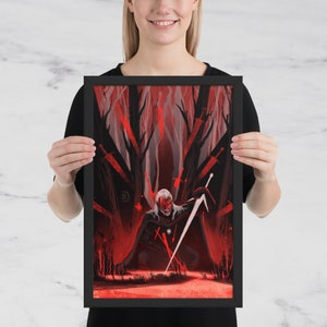 The Stabbing of Geralt - The Witcher Framed Digital Illustration Print Fan Art
