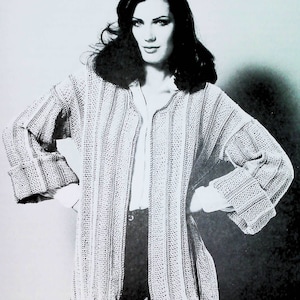 PDF Striped Long Sleeve Jacket CROCHET Retro 70s Digital Download Pattern
