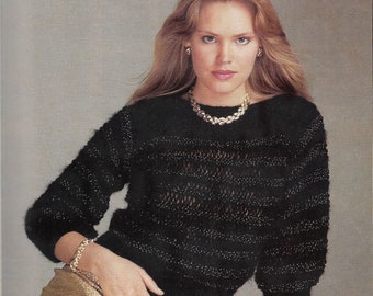 PDF Vintage Glittery Evening Knit Pullover Sweater 80s