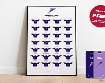 Minnesota Frost PWHL 2024-25 Squad Poster Gift, Minnesota Frost Women&#39;s Ice Hockey Team Poster Print - Shirt Poster Art