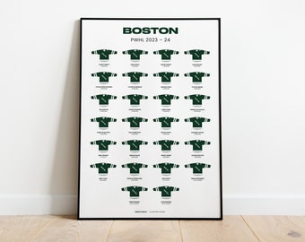 Boston PWHL 2023-24 Squad Poster Gift, Boston Women's Ice Hockey Team Poster Print - Shirt Poster Art