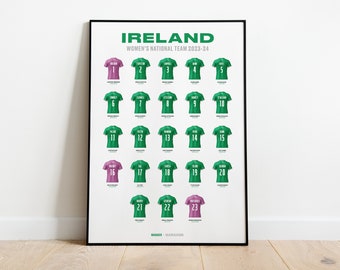 Ireland Women's National Team 2023/24 Squad Print - Irish Womens National Team Shirt Poster Art - Shirt Poster Art