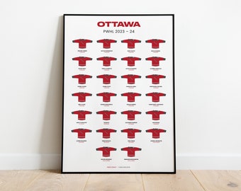 Ottawa PWHL 2023-24 Squad Poster Gift, Ottawa Women's Ice Hockey Team Poster Print - Shirt Poster Art