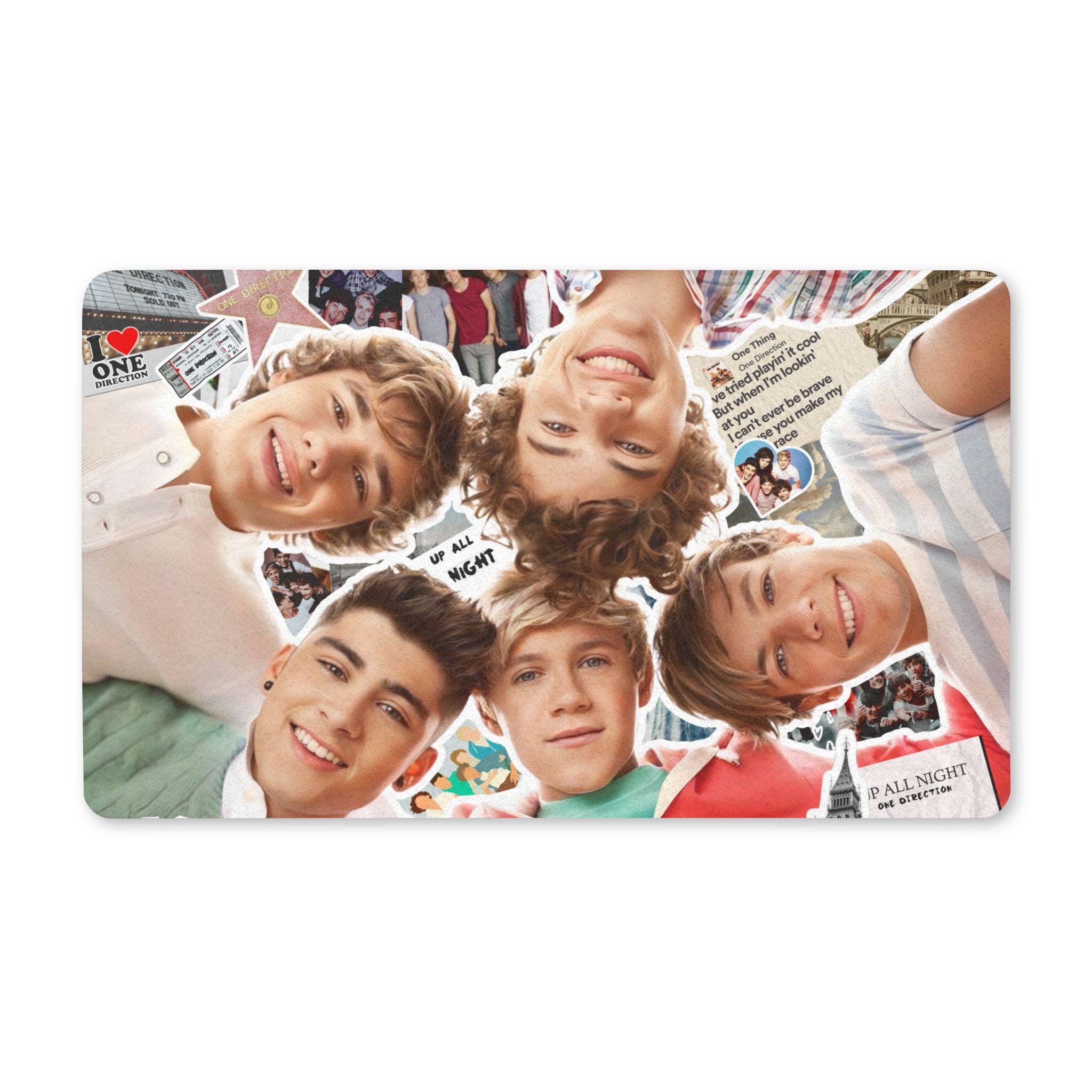 One Direction up All Night Collage Doormat - 18x30 Retro Boy Band Home ...