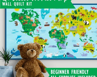 Quilted Kid's World Map Kit - All Supplies Included