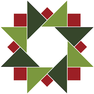 Puede incluir: Un diseño geométrico con triángulos verdes y rojos alternos. Los triángulos están dispuestos en un patrón circular, creando un efecto de estrella.