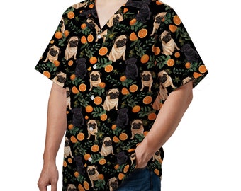 Mid-Century Möpse und Orangen Aloha Shirt