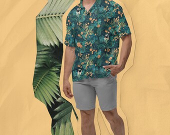 Jungle Far Mops Aloha Shirt: Passendes Familien Kurzarm Hawaiihemd