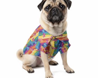 Regenbogen Streifen Haustier Aloha Shirt: Hunde oder Katzen Hawaiihemd