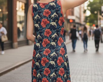 Funky Pug Sleeveless Tank Dress with Pockets