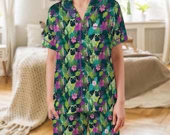Hues Mops Satin Pyjama | PJs mit Taschen, für Kinder und Erwachsene