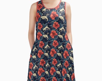 Funky Mops Ärmelloses Tank-Kleid mit Taschen