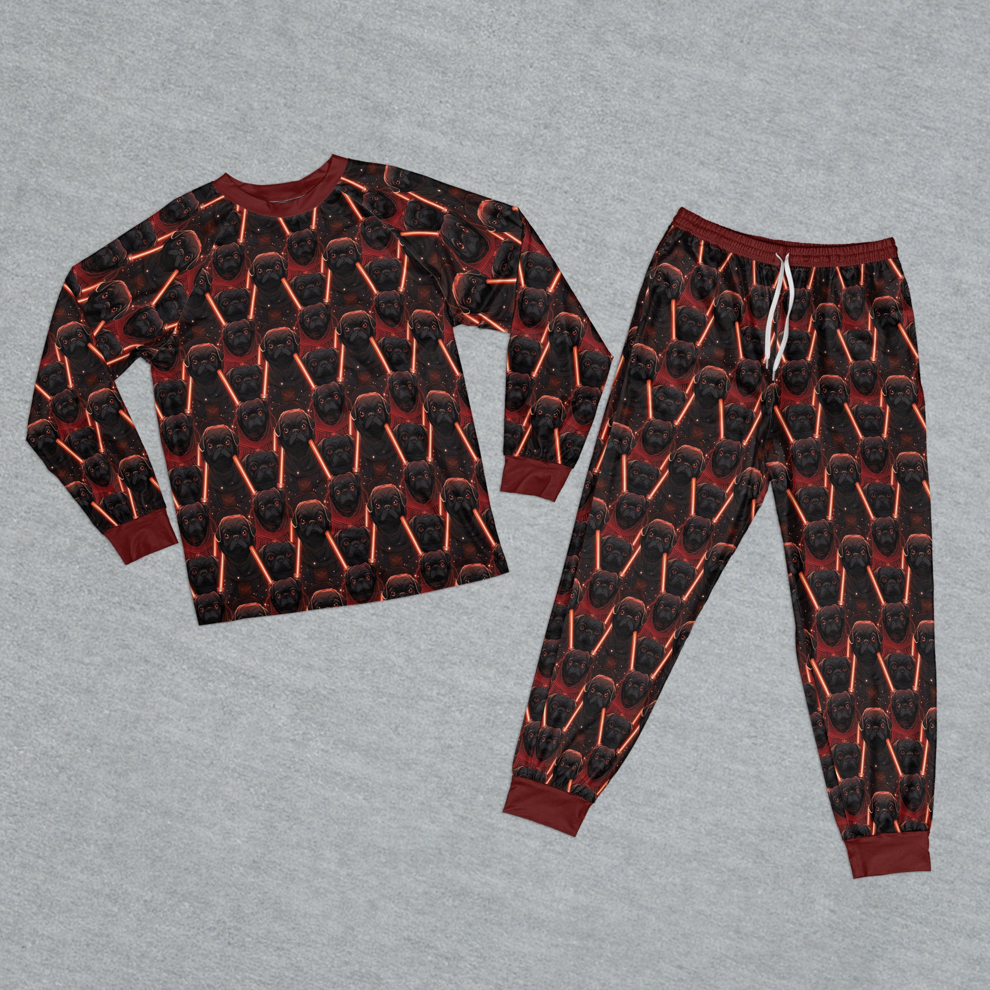 Dark Force Pug Raglan Pajamas: Matching Family PJ Set or Separates