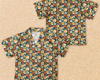 Hawaiian Squares Aloha Shirt, Unisex Erwachsene, Jugendliche, Haustiergrößen für passende Familienshirts