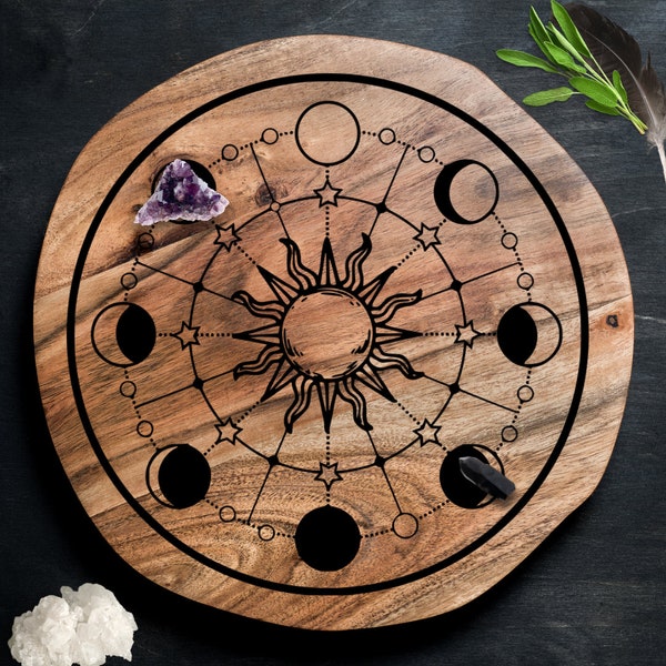 Moon Phase Crystal Grid svg, Altar Tile svg, Celestial svg, Witch svg, Witchcraft svg