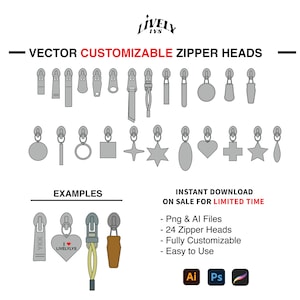 Vector Zipper Heads | Streetwear Clothing Vector Mockups Techpack  Clothing Brand Fashion Design Tool Adobe Illustrator Adobe Procreate