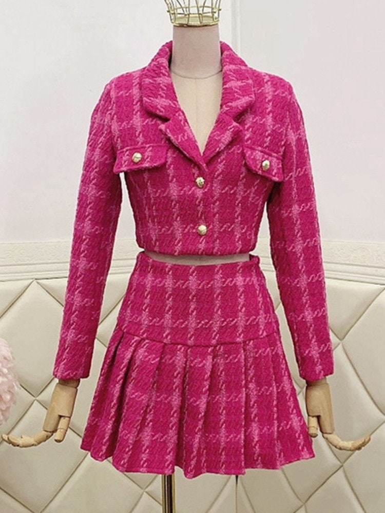 High Quality Small Fragrance Tweed 2 Piece Sets Women Outfits