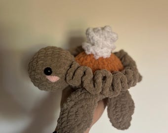 Crochet Pumpkin pie turtle Fall gift Fall crochet gift