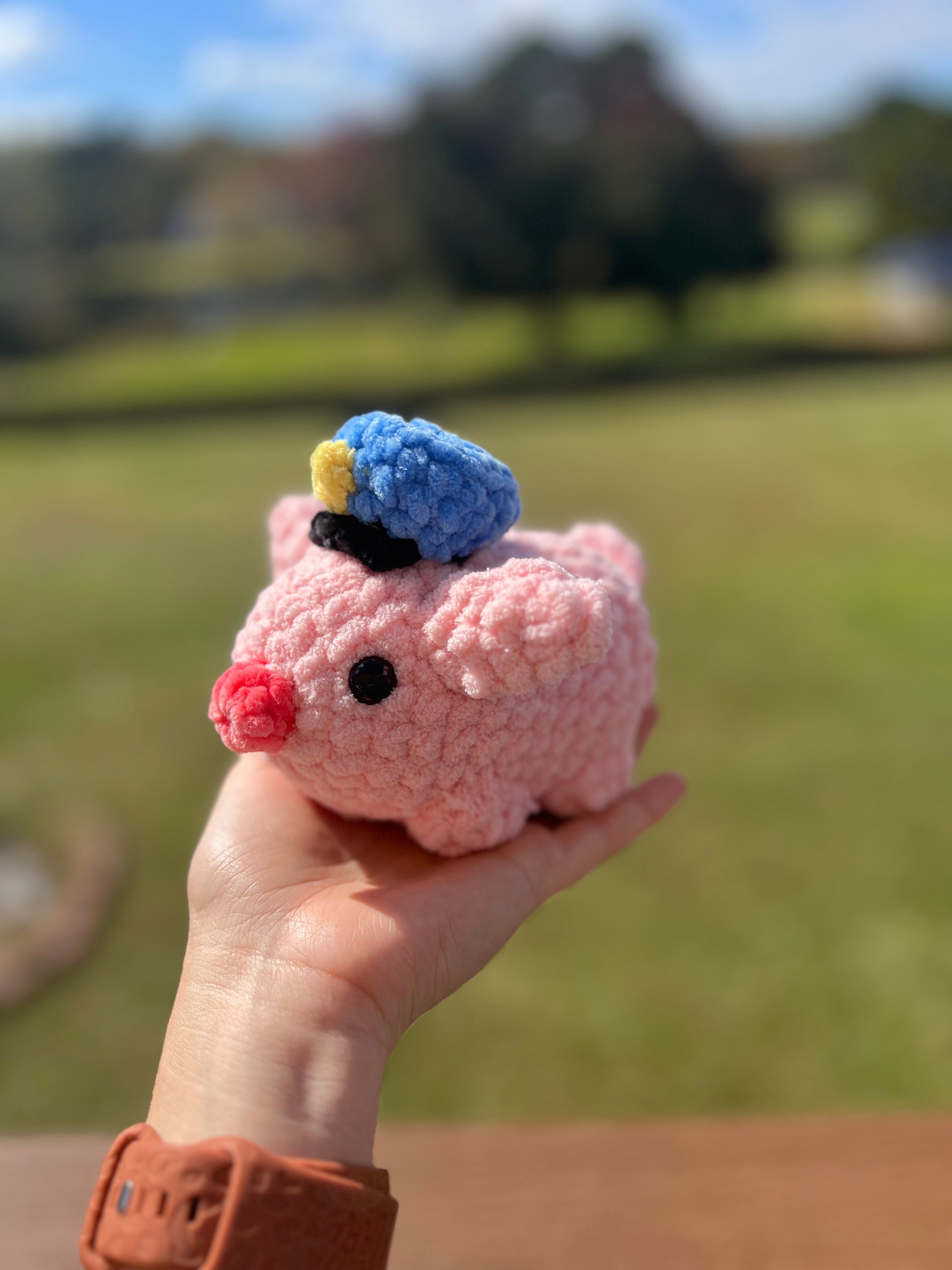 Crochet Police Pig Plush! Police State Trooper gift patrol car buddy Police graduation gift sherriff gift Police Christmas gift christmas