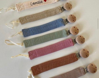 Personalized baby pacifier clip / baby cotton pacifier clip / baby first name pacifier clip / wooden pacifier clip / birth gift idea