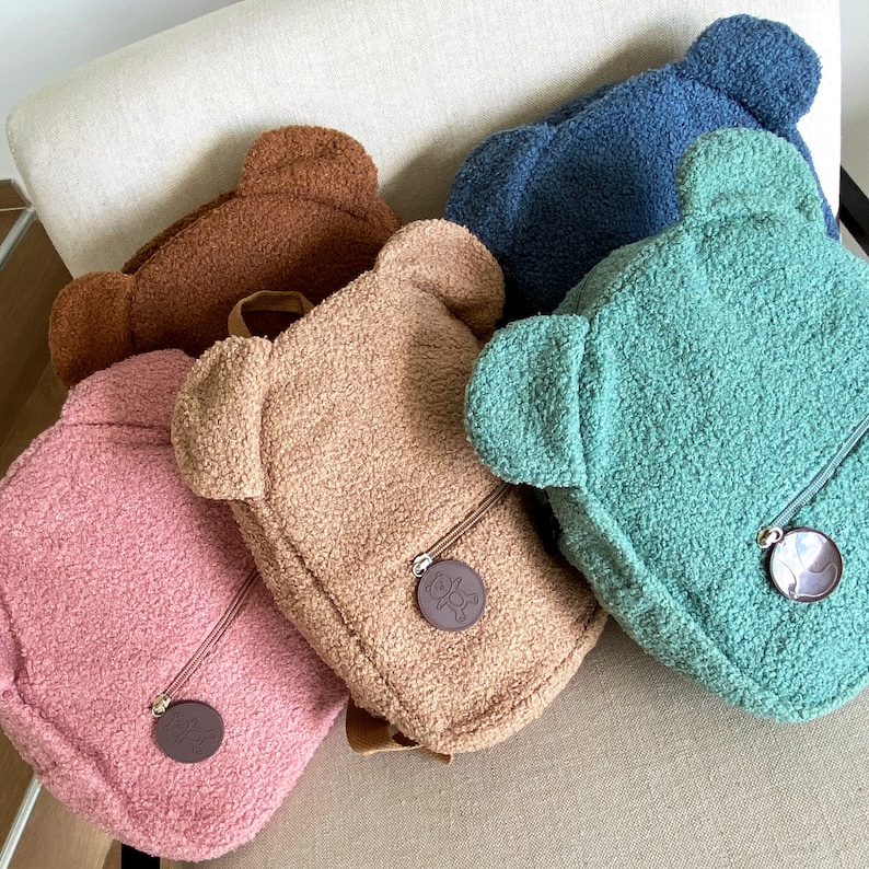 teddy bear backpack / personalized backpack / teddy bear / baby backpack / nanny school nursery bag / baby child bag / baby birth gift idea image 2