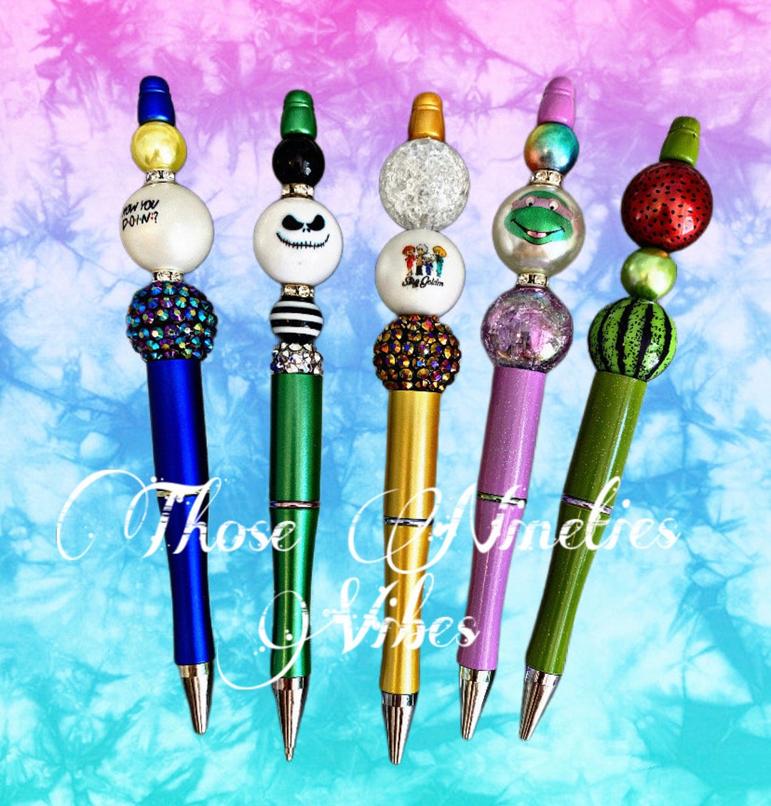 Custom Beaded Pens Bubblegum Beads Beaded Gift Ideas Etsy