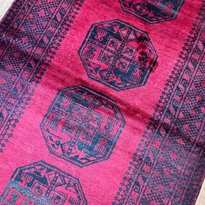4x7 Antique Elephant Feet Area Rug, Afghan High Pile Hand Knotted Veg Dye Wool Tribal Rug, Home Decor Rug, Bedroom Rug, Entryway Rug