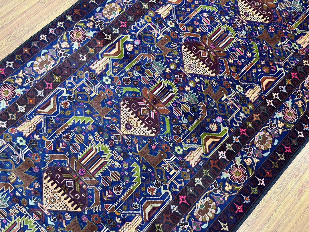 Floral 5x10 Baluch Area Rug, Afghan Hand Knotted Wool Gallery Size Rug ...