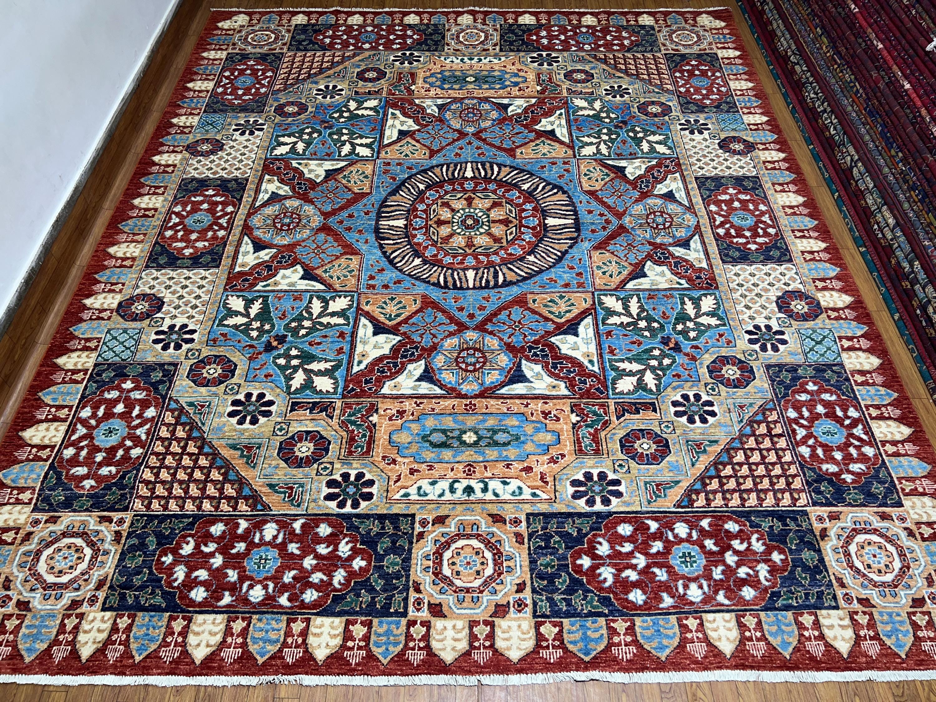 8x10 Ft Mamluk Area Rug, Afghan Hand Knotted Veg Dyes Wool Geometric ...