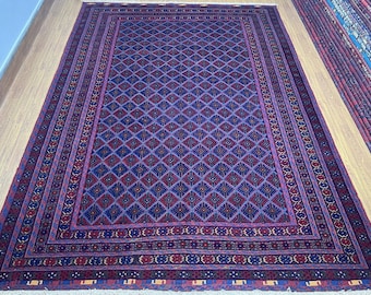 7x9 Mushwani Area Rug, Afghan Hand Knotted Natural Dye Wool Rug, Rug For Living Room, Bedroom Rug, Dining Table Rug, Home Decor Rug