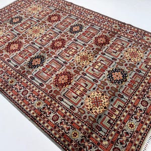 Handmade 7x10 Ft Gray Belgic Area Rug - Turkmen Tribal Afghan Veg Dyes Wool Rug - Soft Pile High Quality Rug - Dining Room Rug - Bedroom Rug