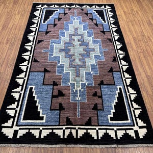 4x7 Ft Southwetern Area Rug - Afghan Hand Knotted Veg Dyes Wool Gabbeh Rug - Bedroom Rug 4x7 Ft - Entryway Rug 4x7 Ft - Kitchen Rug 4x7 Ft