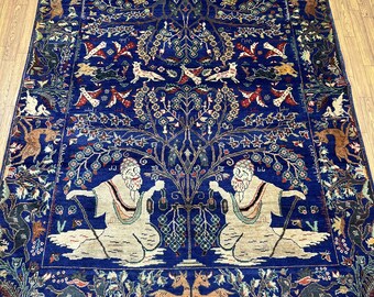 バルーチ　ウールラグ 163x110 5x7 バルーチ ピクトリアル ラグ、100% ハンドノット ナチュラル ダイ