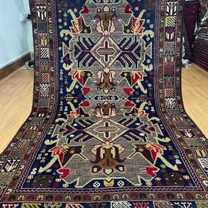 4x7 Baluch Area Rug, Afghan Hand Knotted Veg Dye Wool Rug, Tribal Rug, Kitchen Rug, Bedroom rug, Entryway rug, Kids room rug, Dorm Rug