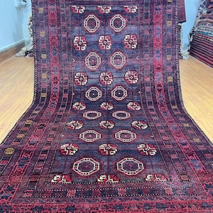 Vintage 4x7 Sarooq Area Rug, Afghan Baluch Hand Knotted Veg Dye Wool Tribal Rug, Home Decor Rug, Bedroom Rug, Entryway Rug, Kids room Rug