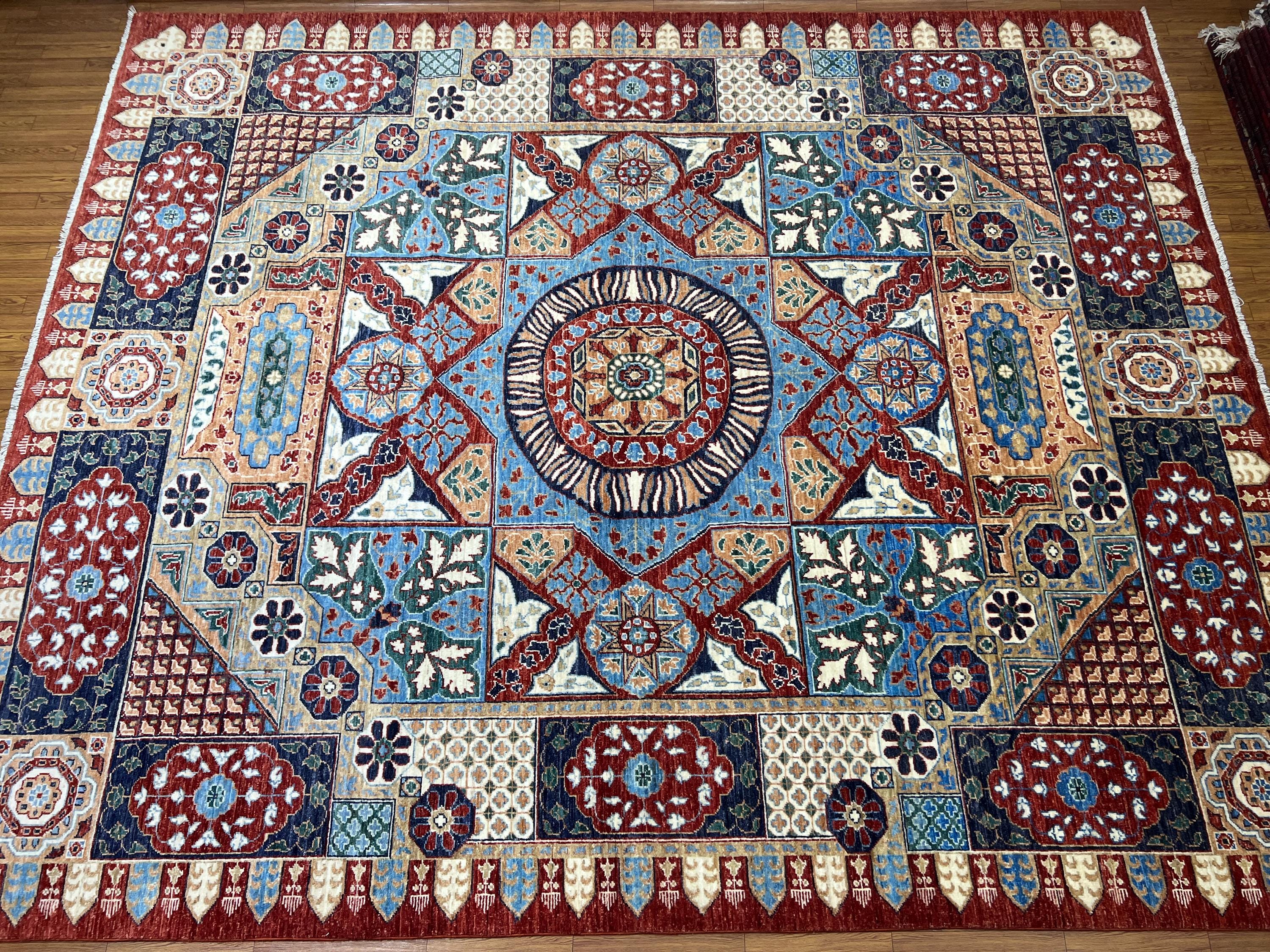 8x10 Ft Mamluk Area Rug, Afghan Hand Knotted Veg Dyes Wool Geometric ...