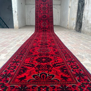 Roter Roter Teppich Läufer - Roter Teppich Läufer - Afghanischer Teppichläufer - Teppich für Dielen / Flur / Flur