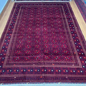 Red 7x10 Bashiri Area Rug, Afghan Hand Knotted Organic Dye Wool Rug, Home Decor Rug, Living Room Rug, Dining Table Rug, Bedroom Rug