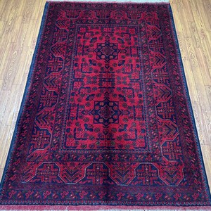 3x5 Afghan Khal Mohammadi Area Rug, Hand Knotted Natural Madder Dye Wool Rug, Entryway rug, Kitchen rug, Bedroom Rug, Kids Room Rug