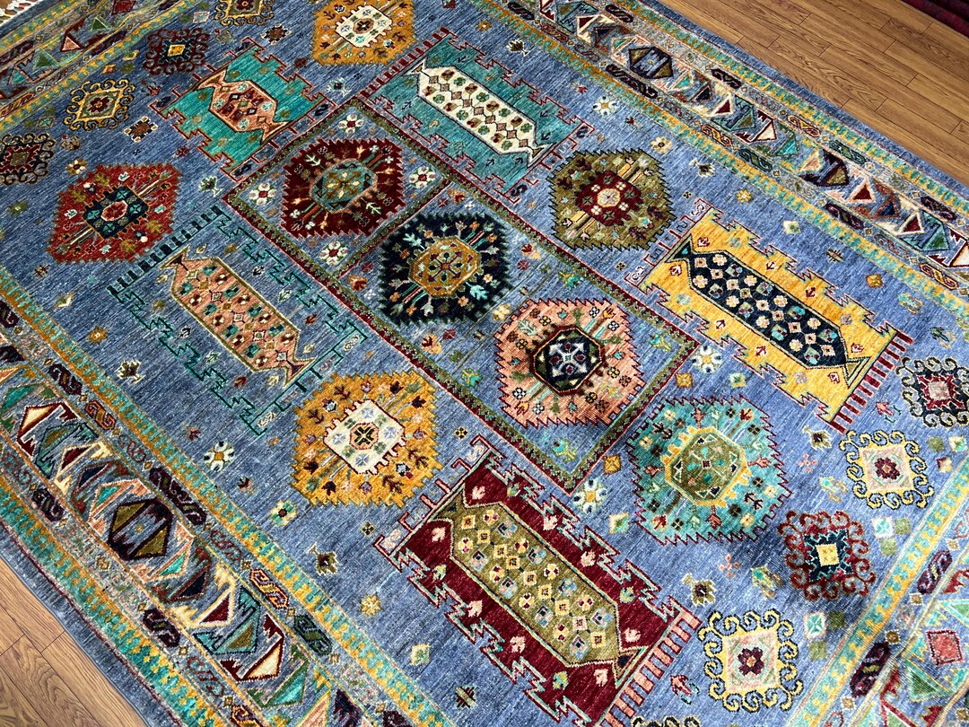 Rare Find Old Pattern 6x8 Ft Grey Waziri Area Rug Traditional Afghan ...