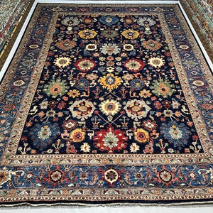 Handmade 10x14 Ft Navy Blue Bidjar Area Rug - Afghan Hand Knotted Veg Dyes Wool Rug - Rug For Living Room - Bedroom Rug - Dining Table Rug